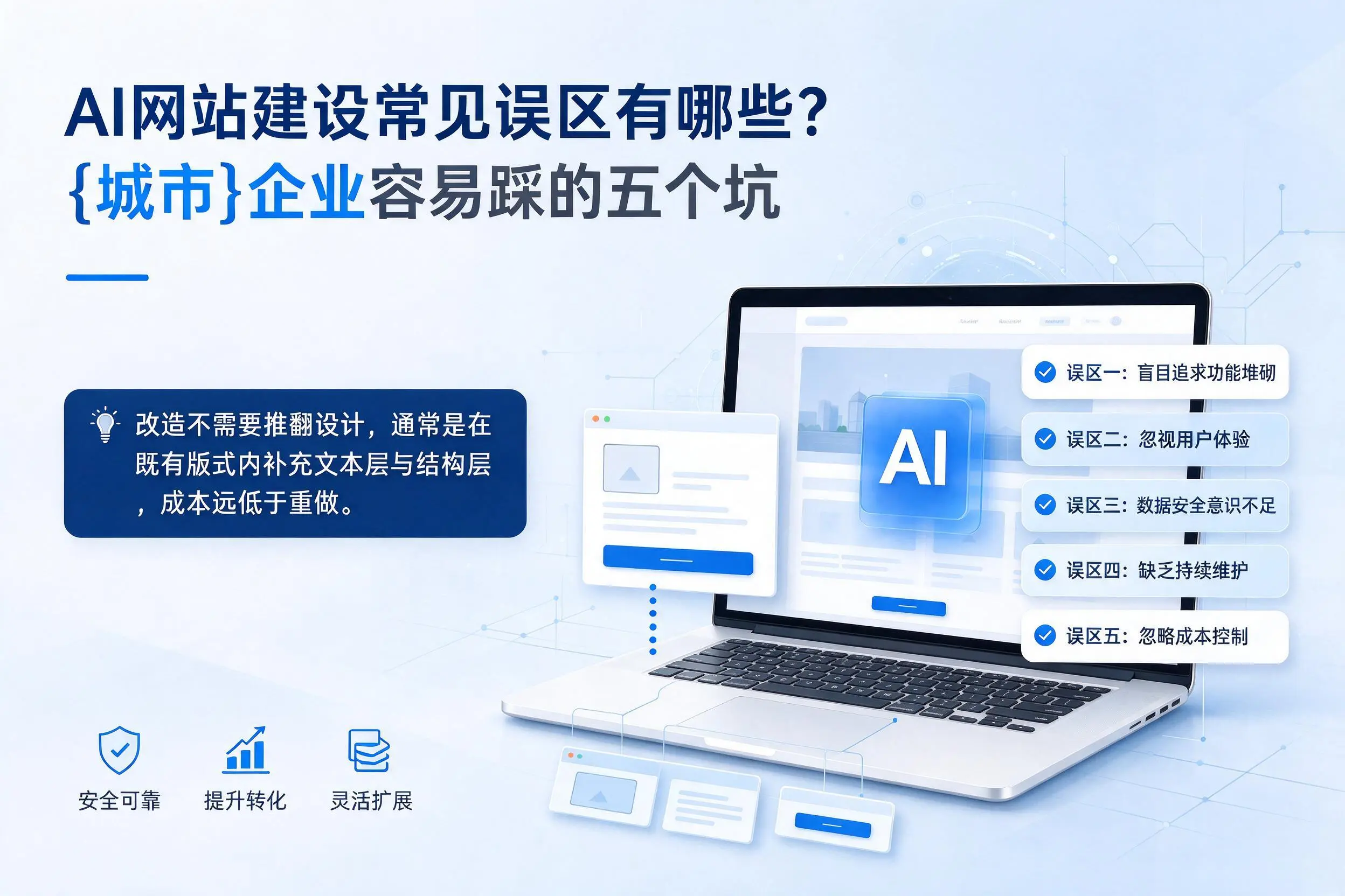 AI网站建设常见误区有哪些？来宾企业容易踩的五个坑
