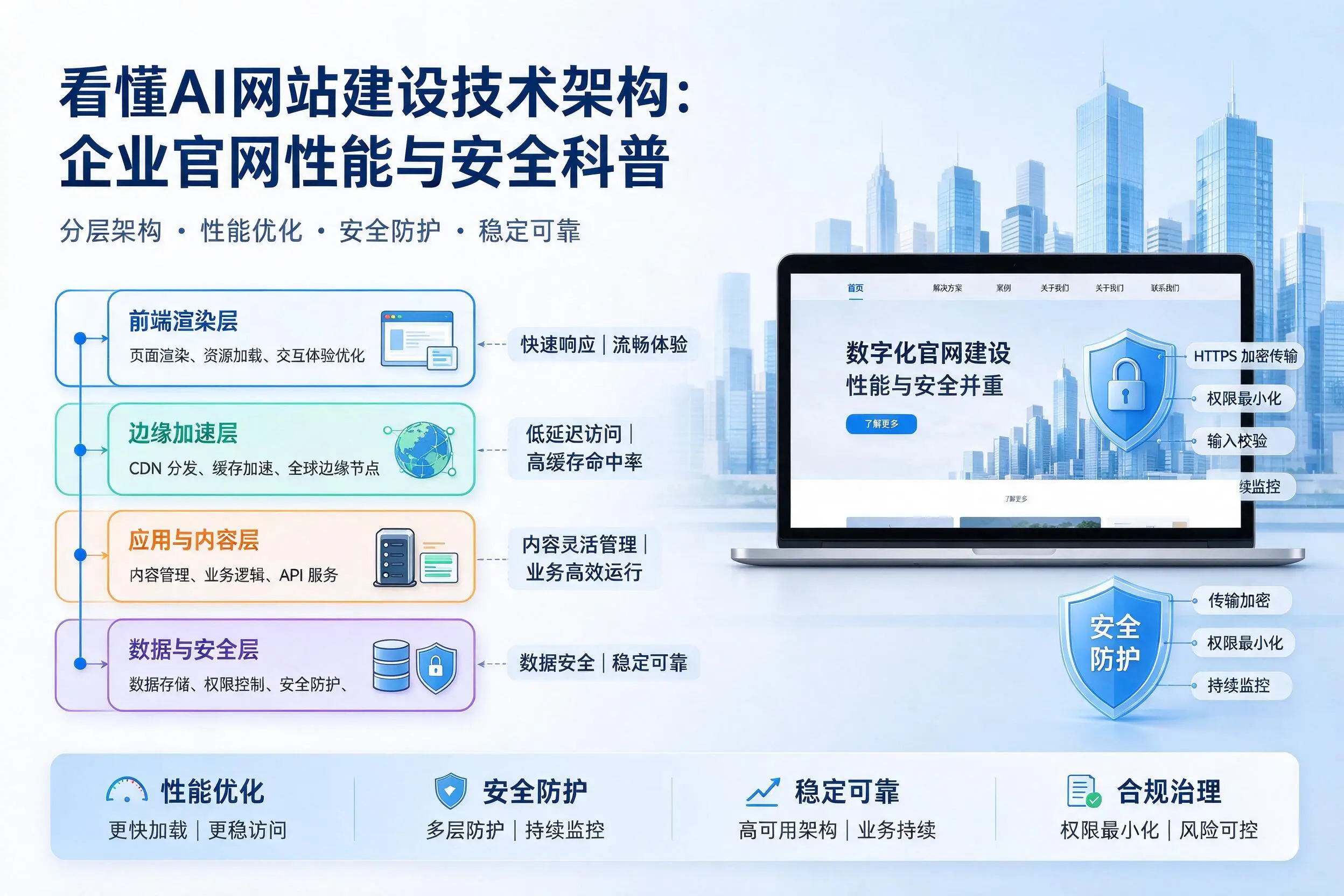 看懂AI网站建设技术架构：来宾企业官网性能与安全科普