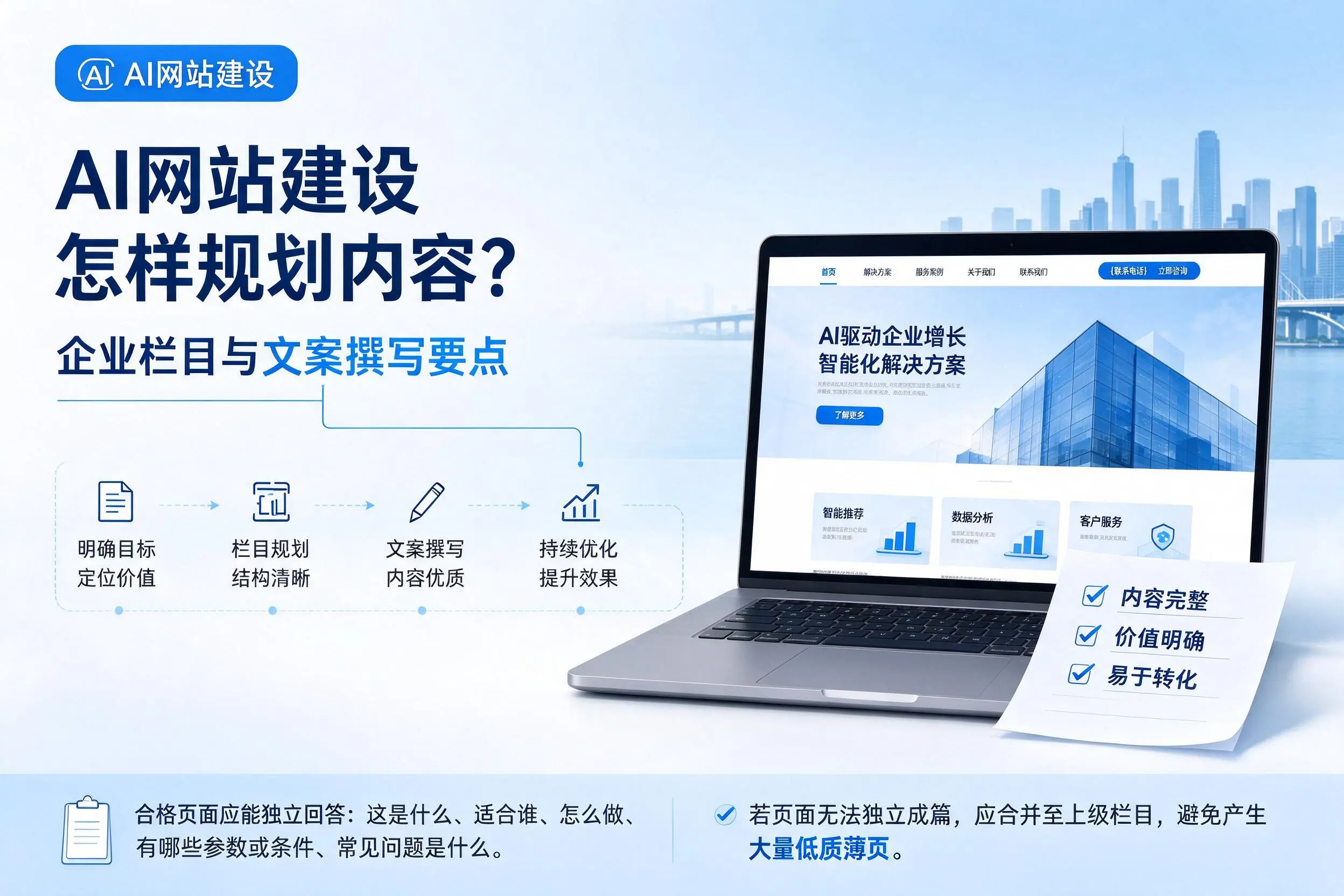 AI网站建设怎样规划内容？来宾企业栏目与文案撰写要点
